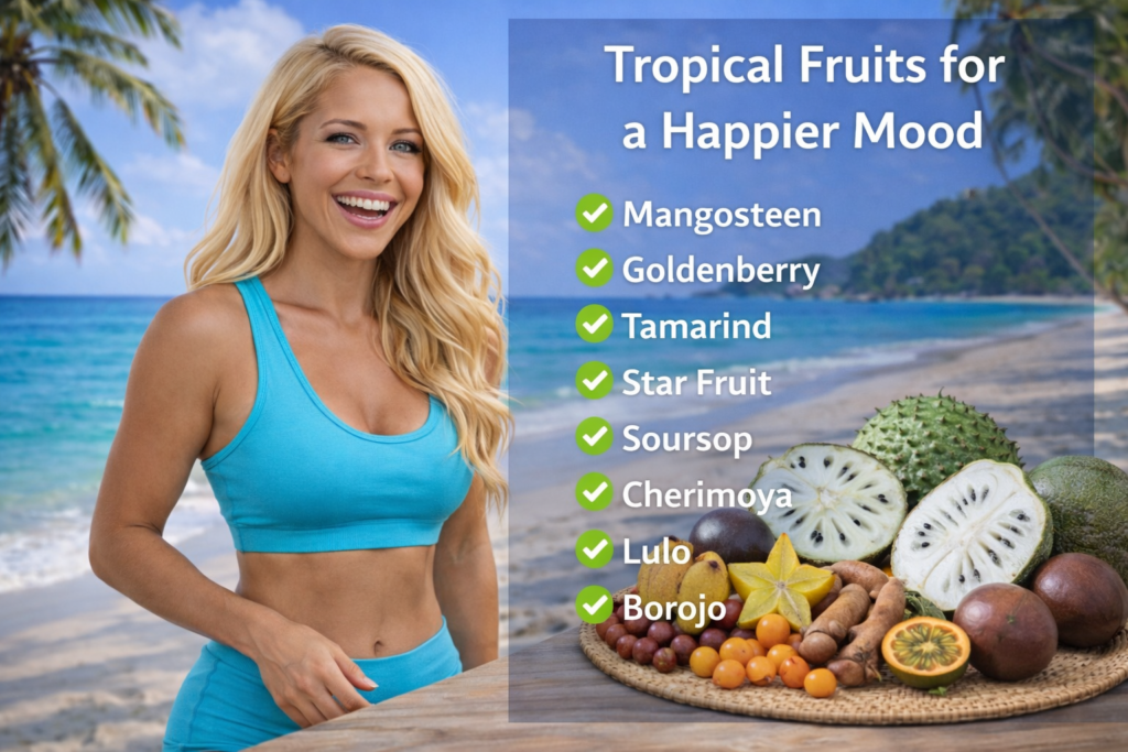 Tropical fruits with vitamins and antioxidants for mood and emotional wellness