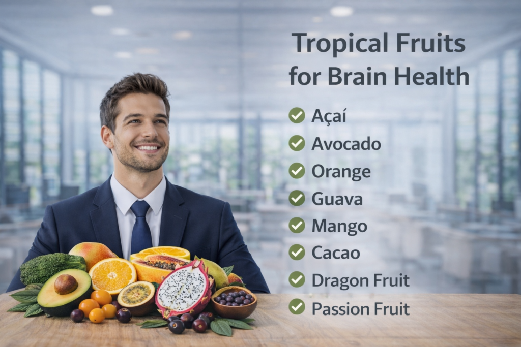 Antioxidant-rich tropical fruits for brain health, memory, and focus