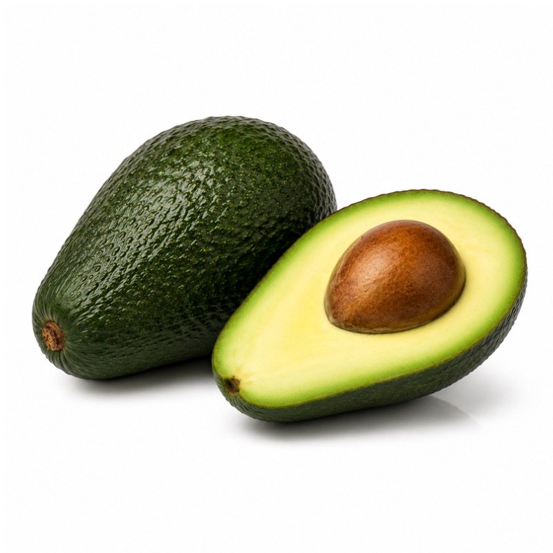 Aguacate abierto con pulpa verde